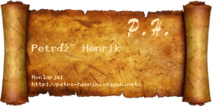 Petró Henrik névjegykártya