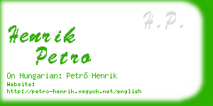 henrik petro business card